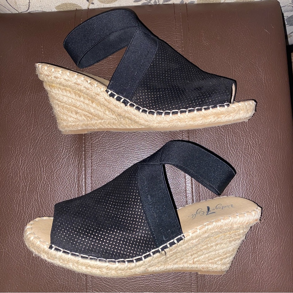 Black Espadrille Wedge Sandals
